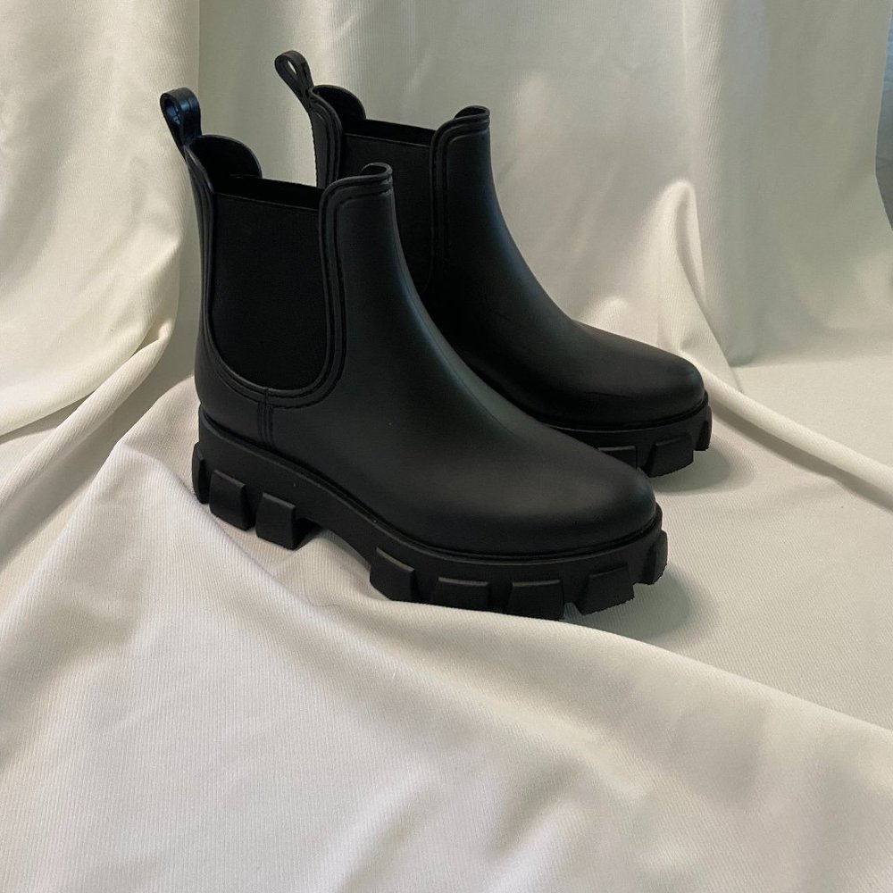 Jeffery Campbell Rain Boots Track Sole Black 8/9